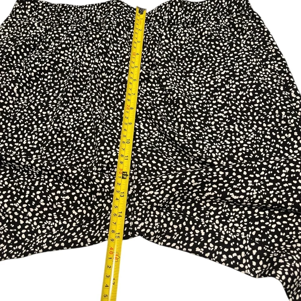 Loft Pull On Black And White Speckled Cropped Wide Leg Pant Size Large